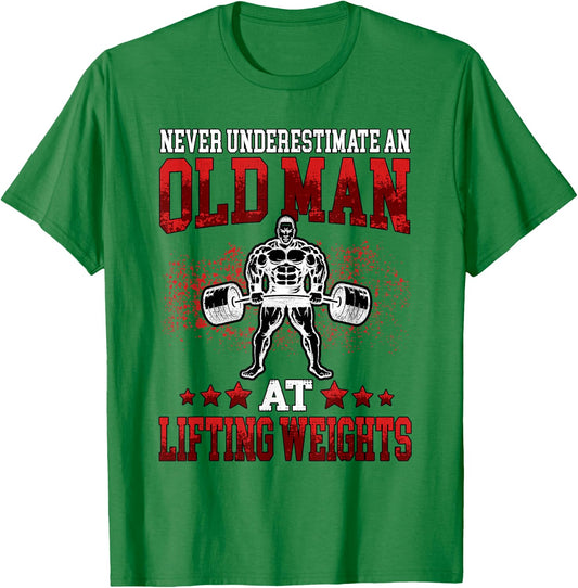 Fitness Old Man Pumping Gym Workout Gym T-Shirt - T-Shirt | Irish Green
