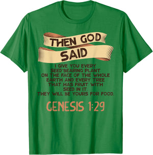 Genesis 1:29 Plant Based Diet Vegan Vegetarian Bible Verse T-Shirt - T-Shirt | Irish Green