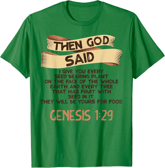 Genesis 1:29 Plant Based Diet Vegan Vegetarian Bible Verse T-Shirt - T-Shirt | Irish Green
