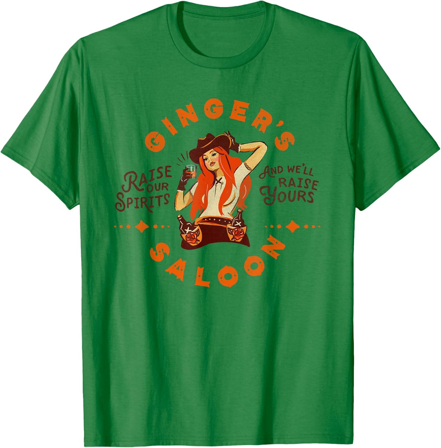 Gingers Saloon Vintage Whiskey Redhead Dive Bar Artist Gift T-Shirt - T-Shirt | Irish Green