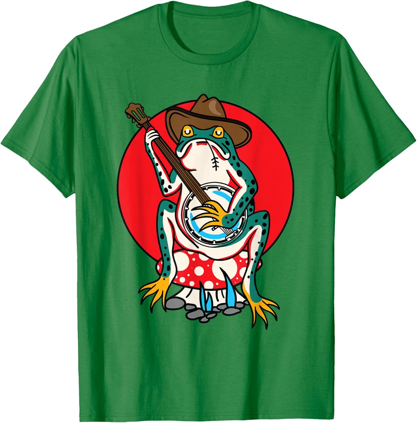 American Traditional Old School Tattoo Flash Frog Banjo T-Shirt - T-Shirt | Irish Green