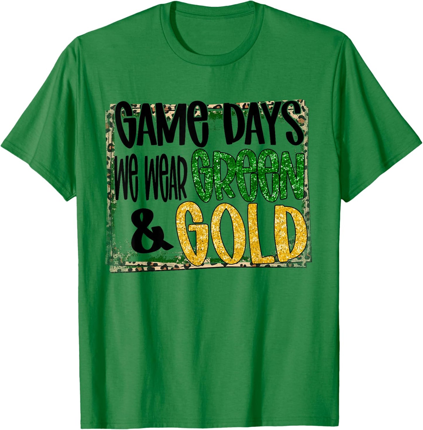 On Gameday Football We Wear Green And Gold School Spirit T-Shirt - T-Shirt | Irish Green