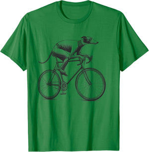 Italian Greyhound Dog Riding a Bike Bicycle Biker Cycling T-Shirt - T-Shirt | Irish Green