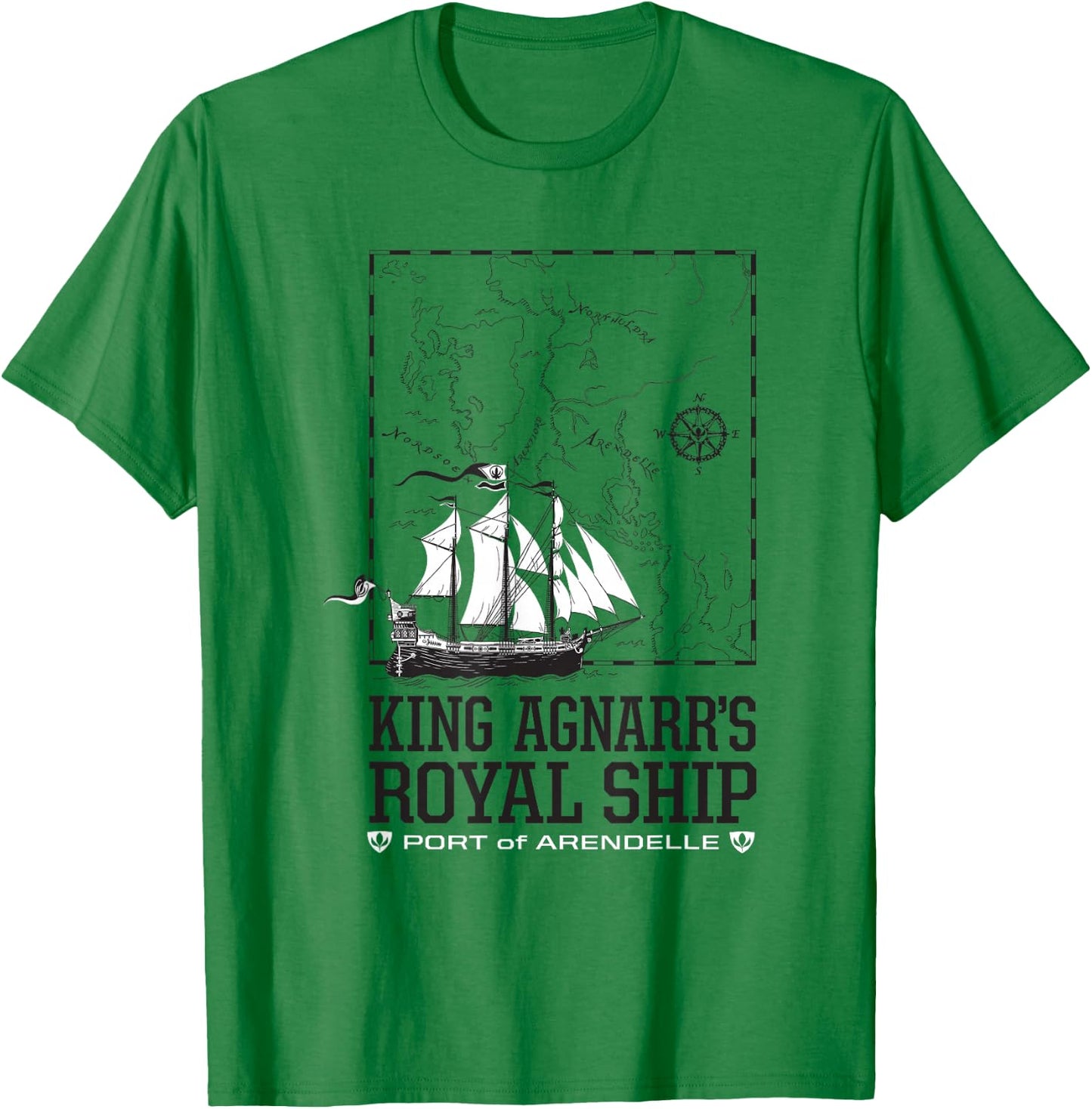 Disney Frozen King Agnarr's Royal Ship Port Of Arendelle Map T-Shirt - T-Shirt | Irish Green
