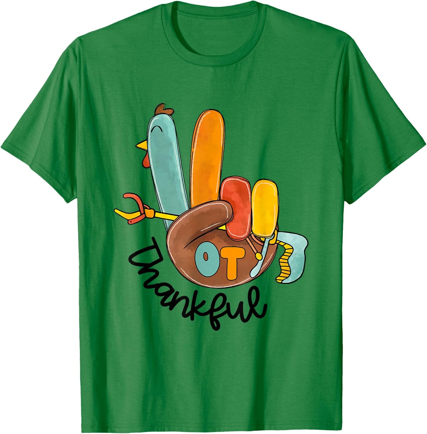 Vintage OT Thanksful Occupational Therapy Thanksgiving Fall T-Shirt - T-Shirt | Irish Green