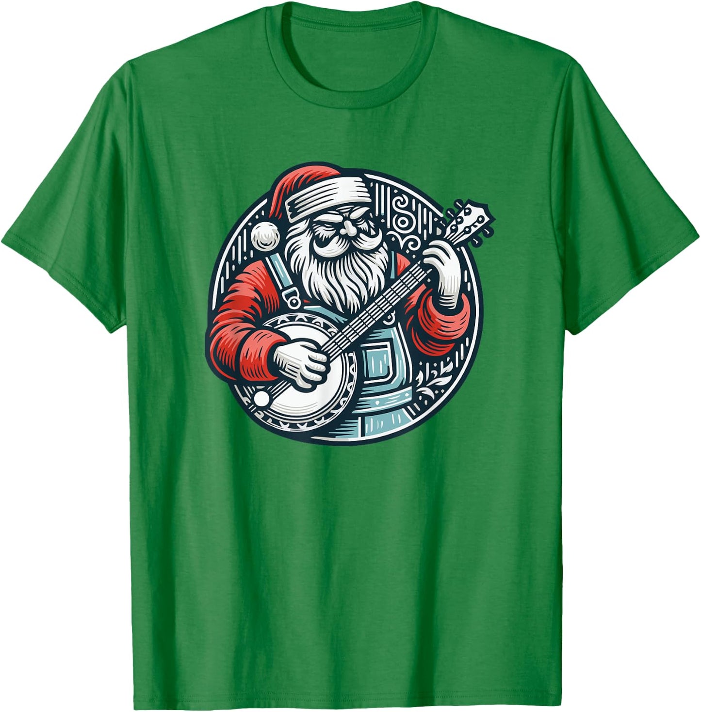 Banjo Santa Bluegrass County Santa Claus With Overalls T-Shirt - T-Shirt | Irish Green