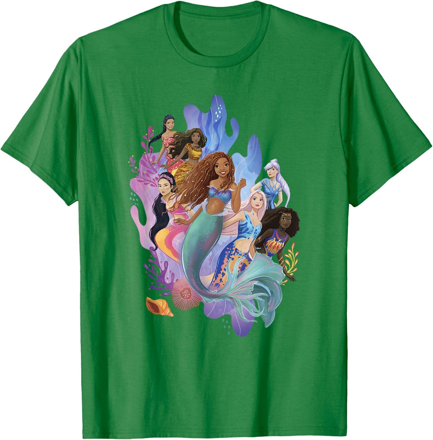 Disney The Little Mermaid Ariel & Sisters Group Shot T-Shirt - T-Shirt | Irish Green