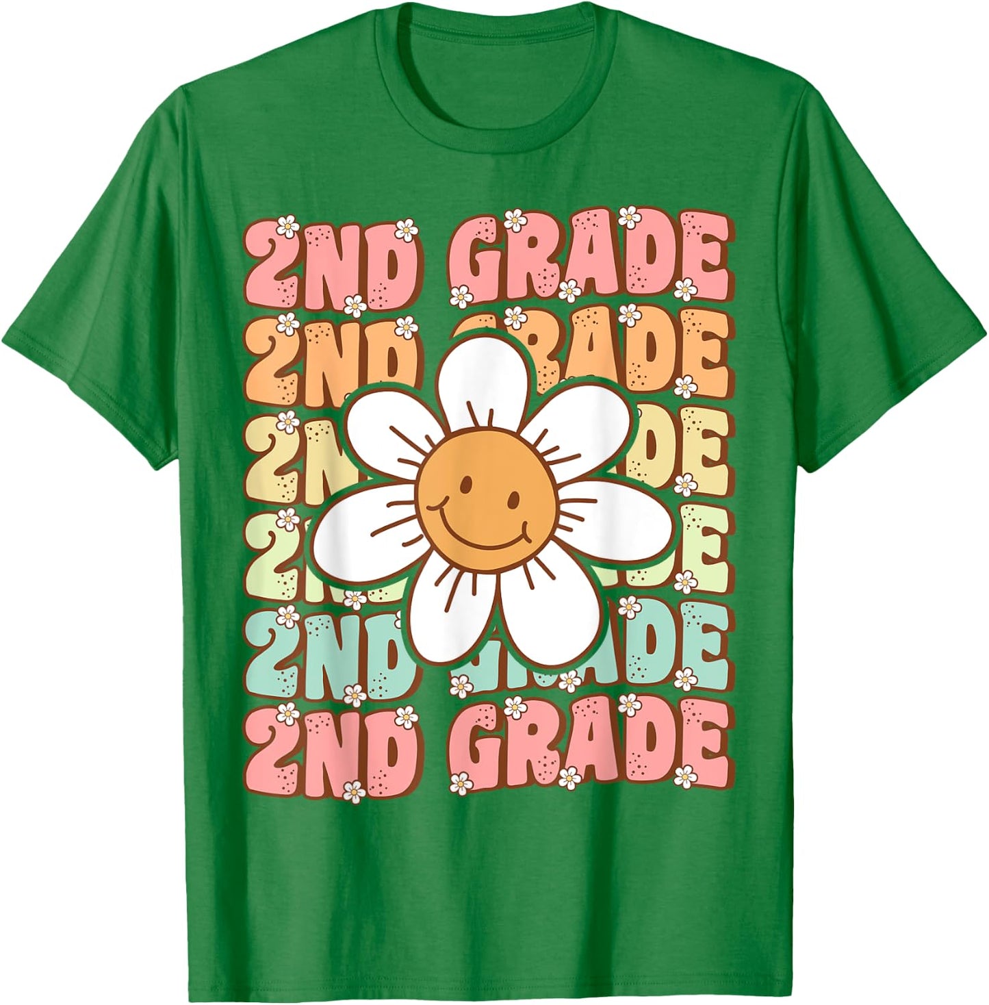 Groovy 2nd Grade Back To School First Day of Second Grade T-Shirt - T-Shirt | Irish Green