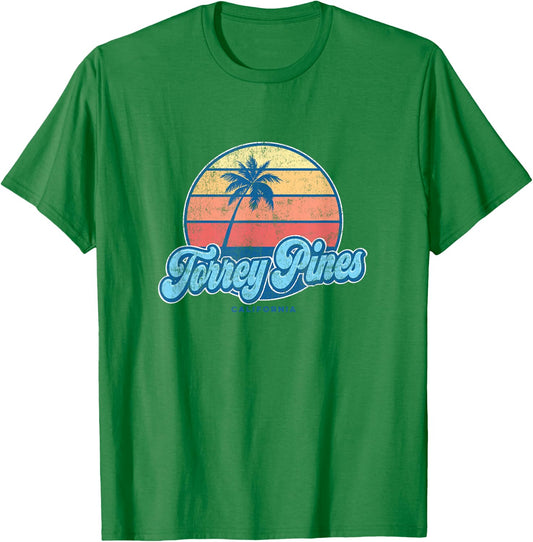Vintage Torrey Pines California CA Classic 70s Retro Surfer T-Shirt - T-Shirt | Irish Green