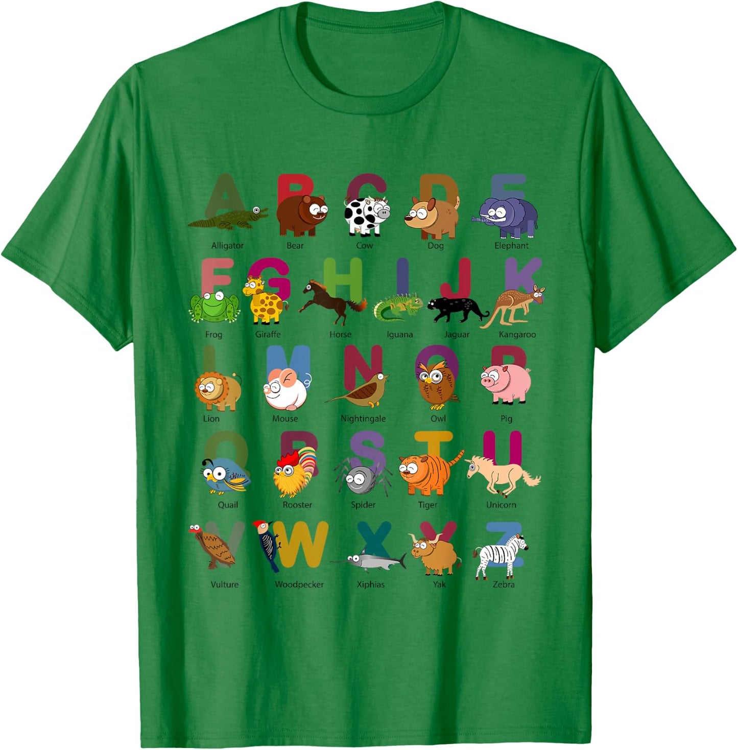 ABC Animals Identification A-Z Types Of Zoo Animals Alphabet T-Shirt - T-Shirt | Irish Green