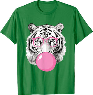 Cool Big King Tiger Bubble Gum Glasses For Mama Women Lover T-Shirt - T-Shirt | Irish Green