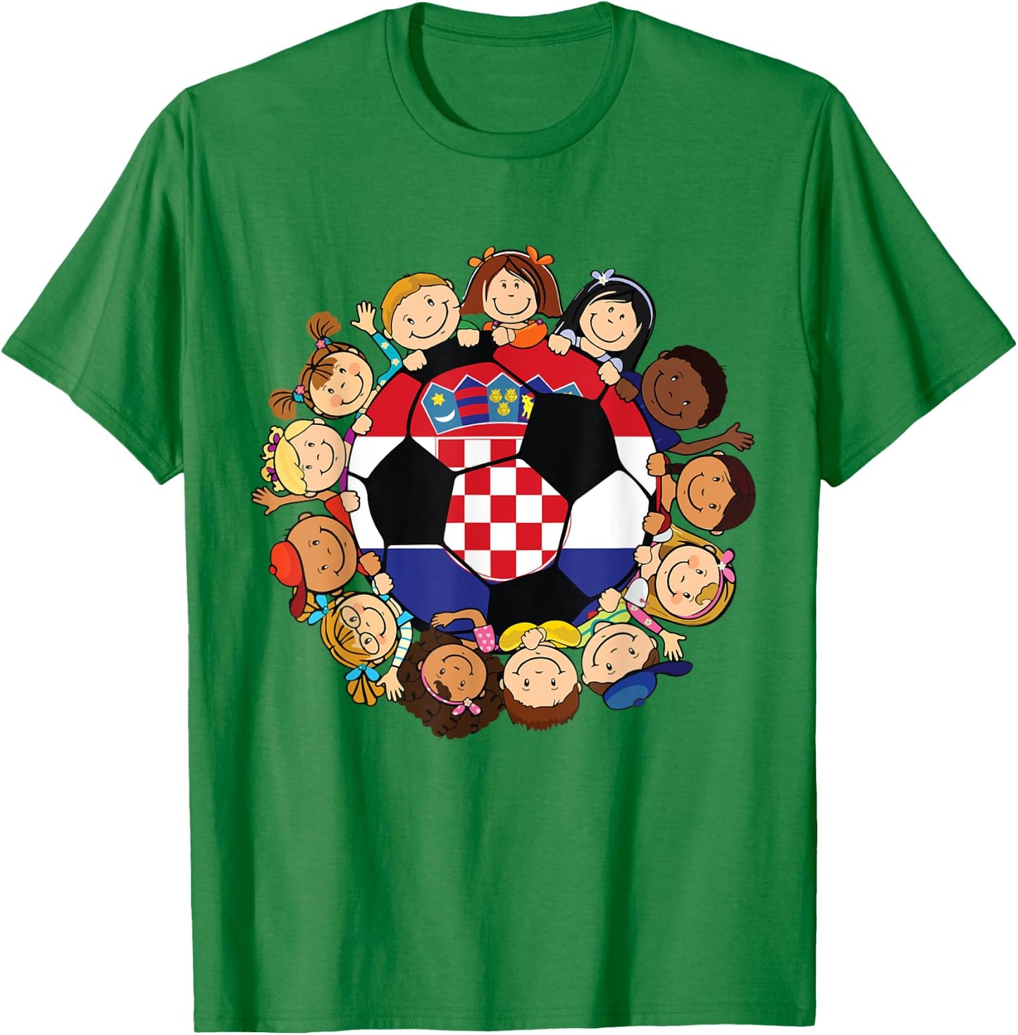 Croatia Soccer Ball Kids Toddler Girls Around Croatian Flag T-Shirt - T-Shirt | Irish Green