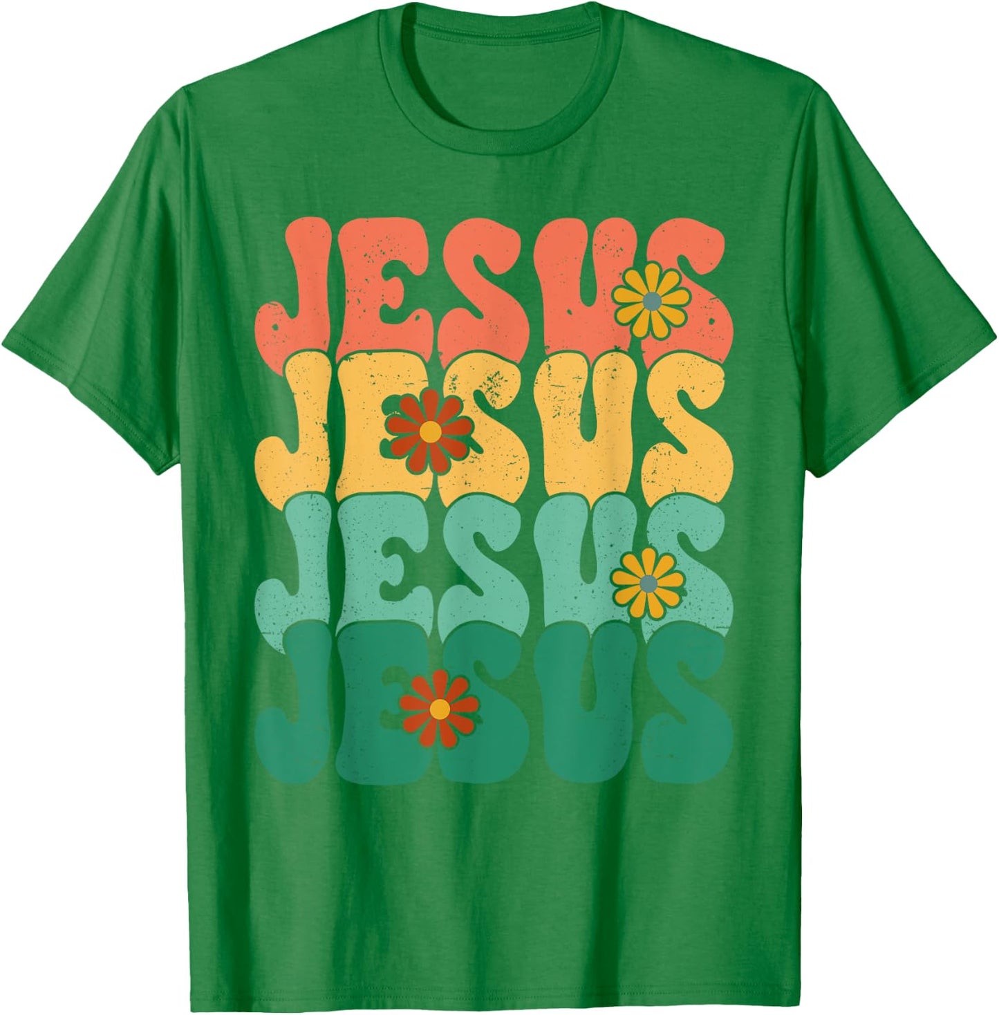 Christian Retro Jesus Religious Faith God 70s T-Shirt - T-Shirt | Irish Green