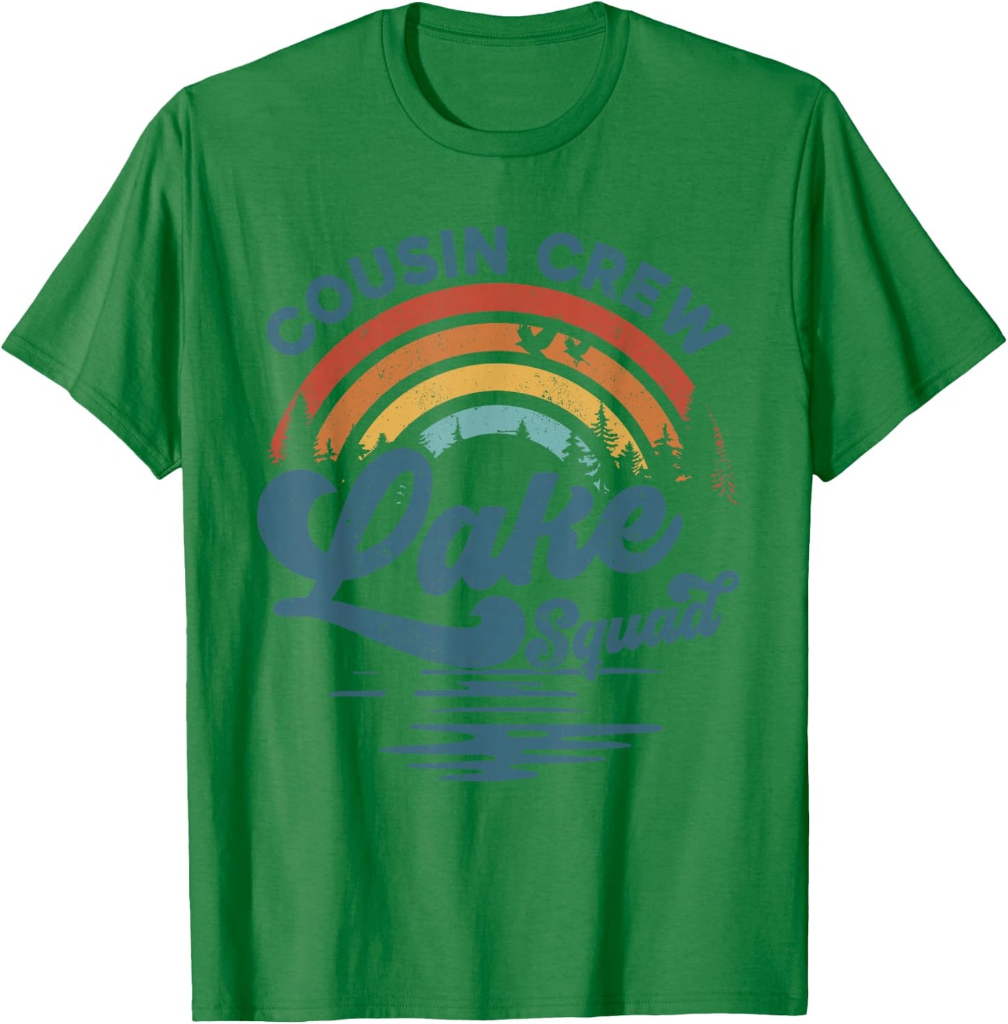 Cousin Crew Lake Squad Groovy Rainbow Vacation Lake Trip T-Shirt - T-Shirt | Irish Green