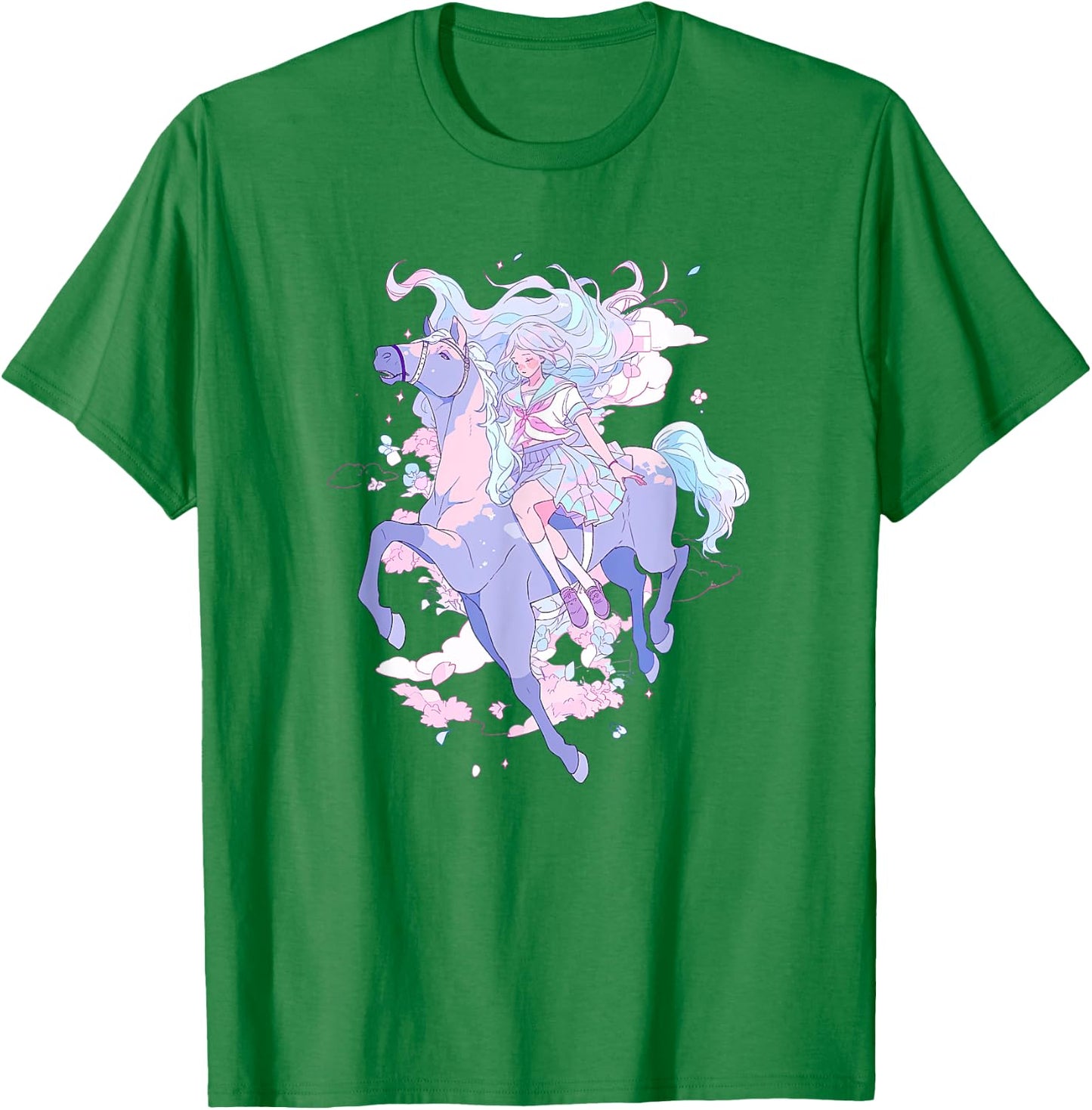 Horse Girl funny Pastel japan Anime Aesthetic japanese T-Shirt - T-Shirt | Irish Green