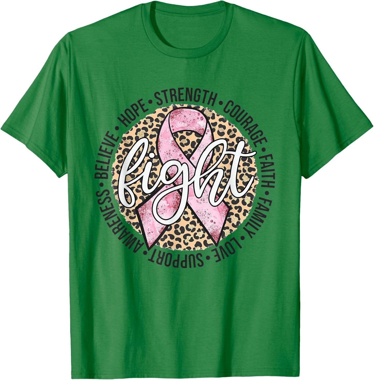 Fight Breast Survivor Breast Cancer Awarenes Leopard T-Shirt - T-Shirt | Irish Green