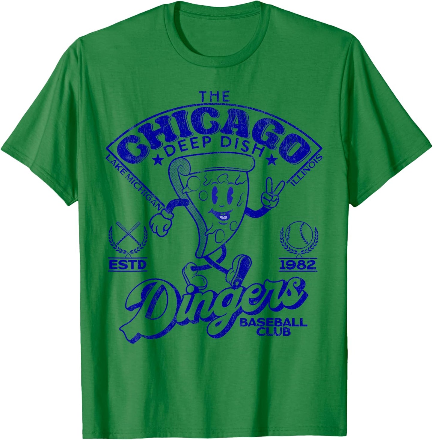 Chicago Deep Dish Dingers Minor League Retro Baseball Team T-Shirt - T-Shirt | Irish Green