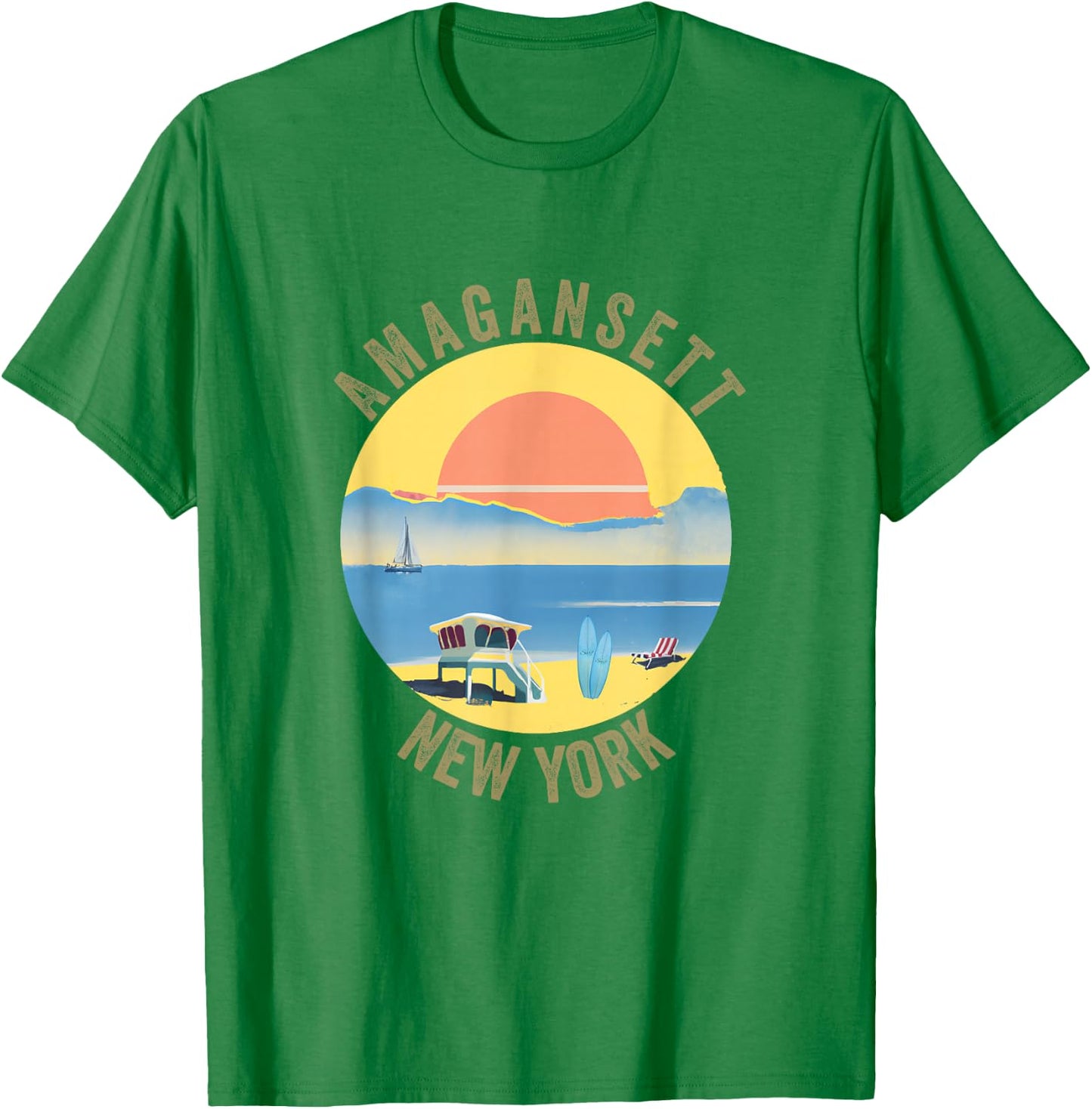 Amagansett Souvenir Apparel - Retro Vintage Amagansett T-Shirt - T-Shirt | Irish Green
