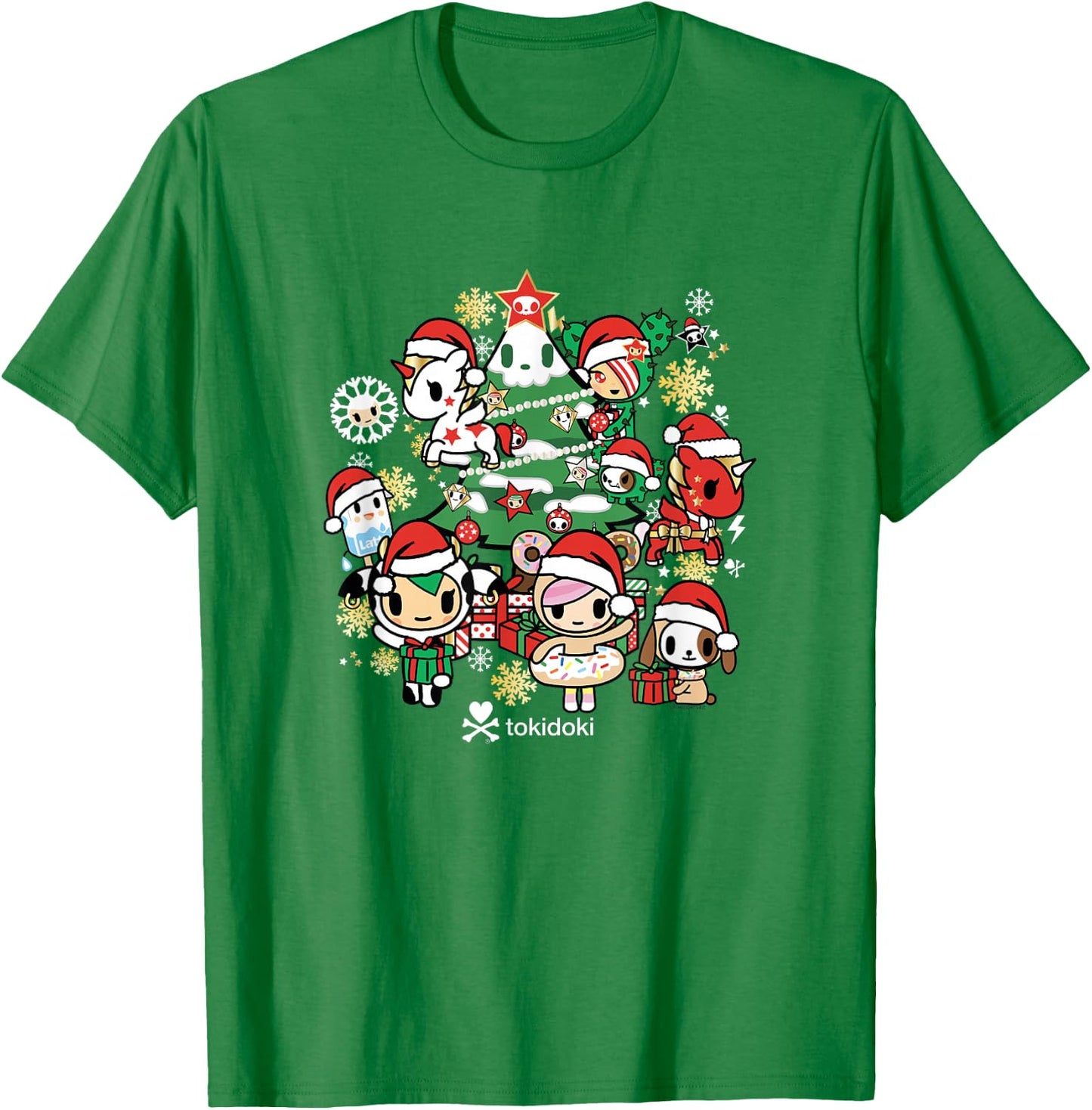Tokidoki Christmas Tree Decoration Festive Group Shot T-Shirt - T-Shirt | Irish Green