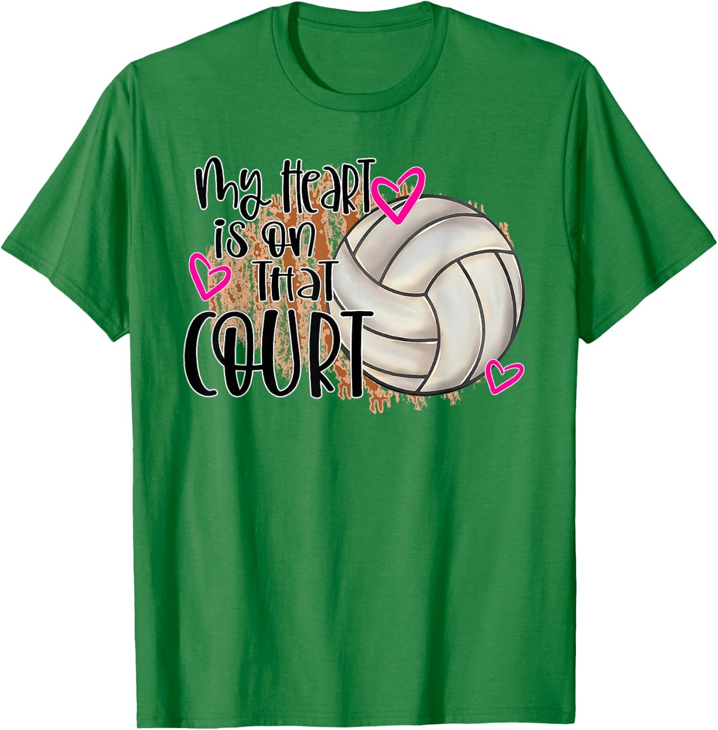My Heart is On That Court Cute Volleyball Mom Game Day Volle T-Shirt - T-Shirt | Irish Green