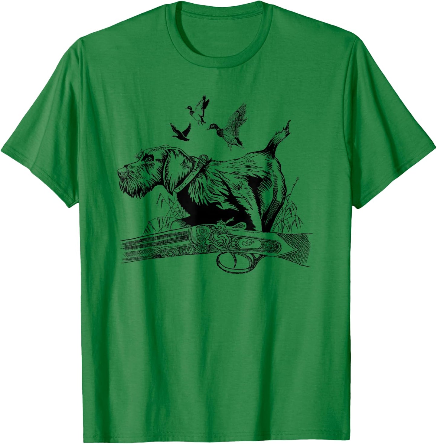 German Wirehaired Hunting Dog Hunter Dog Head Beard Retro T-Shirt - T-Shirt | Irish Green