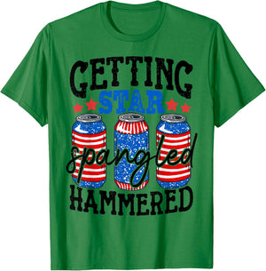 Getting Star Spangled Hammered Funny 4th Of July Patriotic T-Shirt - T-Shirt | Irish Green