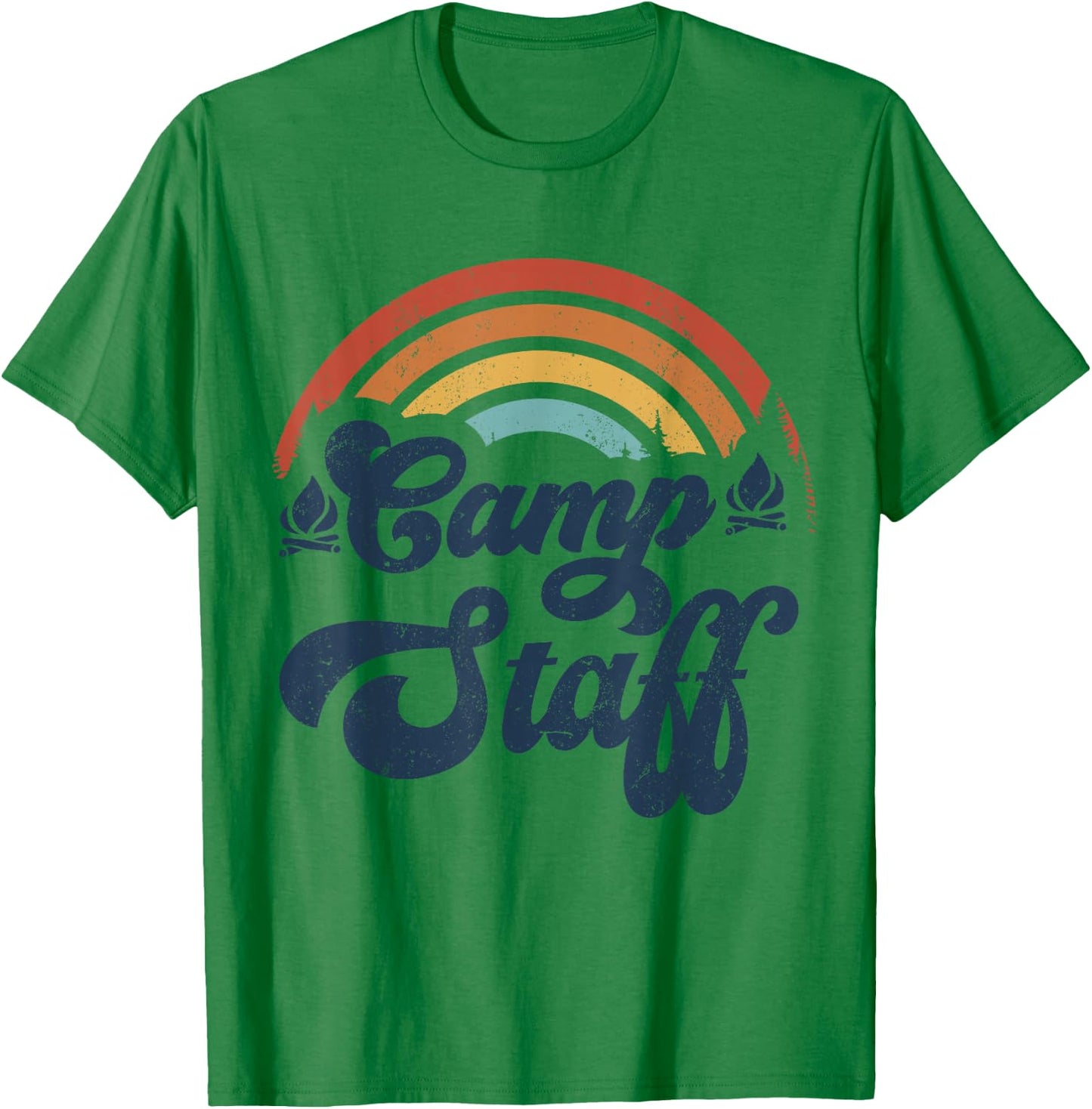 Summer Camp Counselor Staff Groovy Rainbow Camp Counselor T-Shirt - T-Shirt | Irish Green