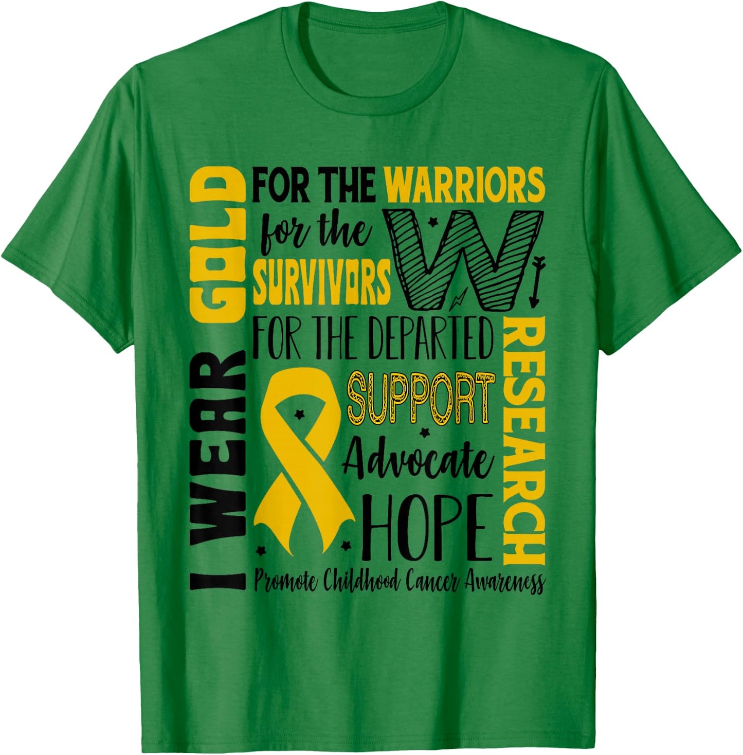 Gold for a Child Fight Warriors Childhood Cancer Awareness T-Shirt - T-Shirt | Irish Green
