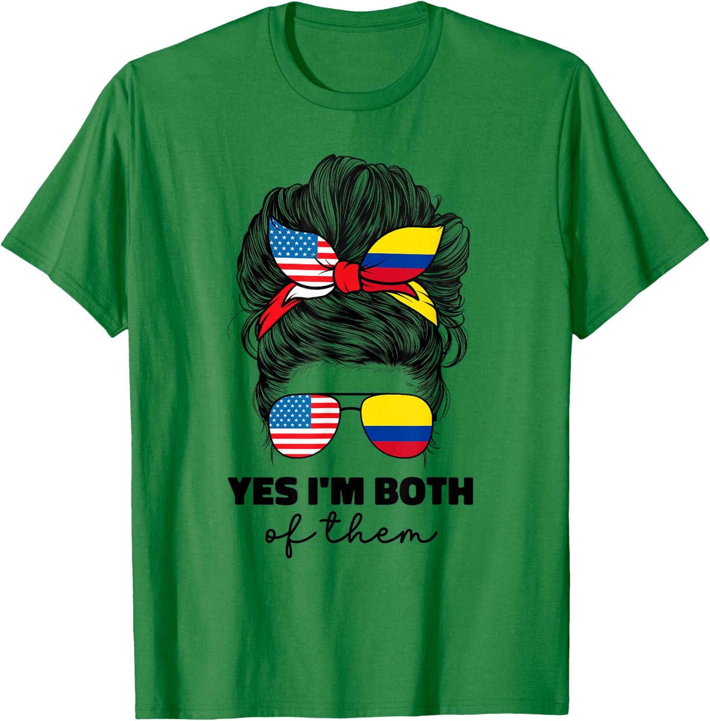 Half Colombian Half American Usa America Colombia Flag Girl T-Shirt - T-Shirt | Irish Green