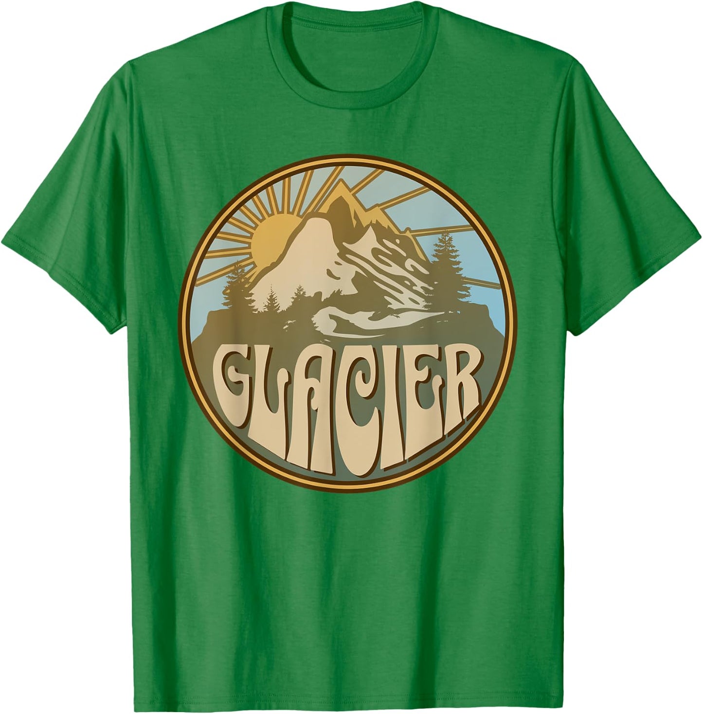 Glacier Montana Nature Mountains Hiking Outdoors T-Shirt - T-Shirt | Irish Green