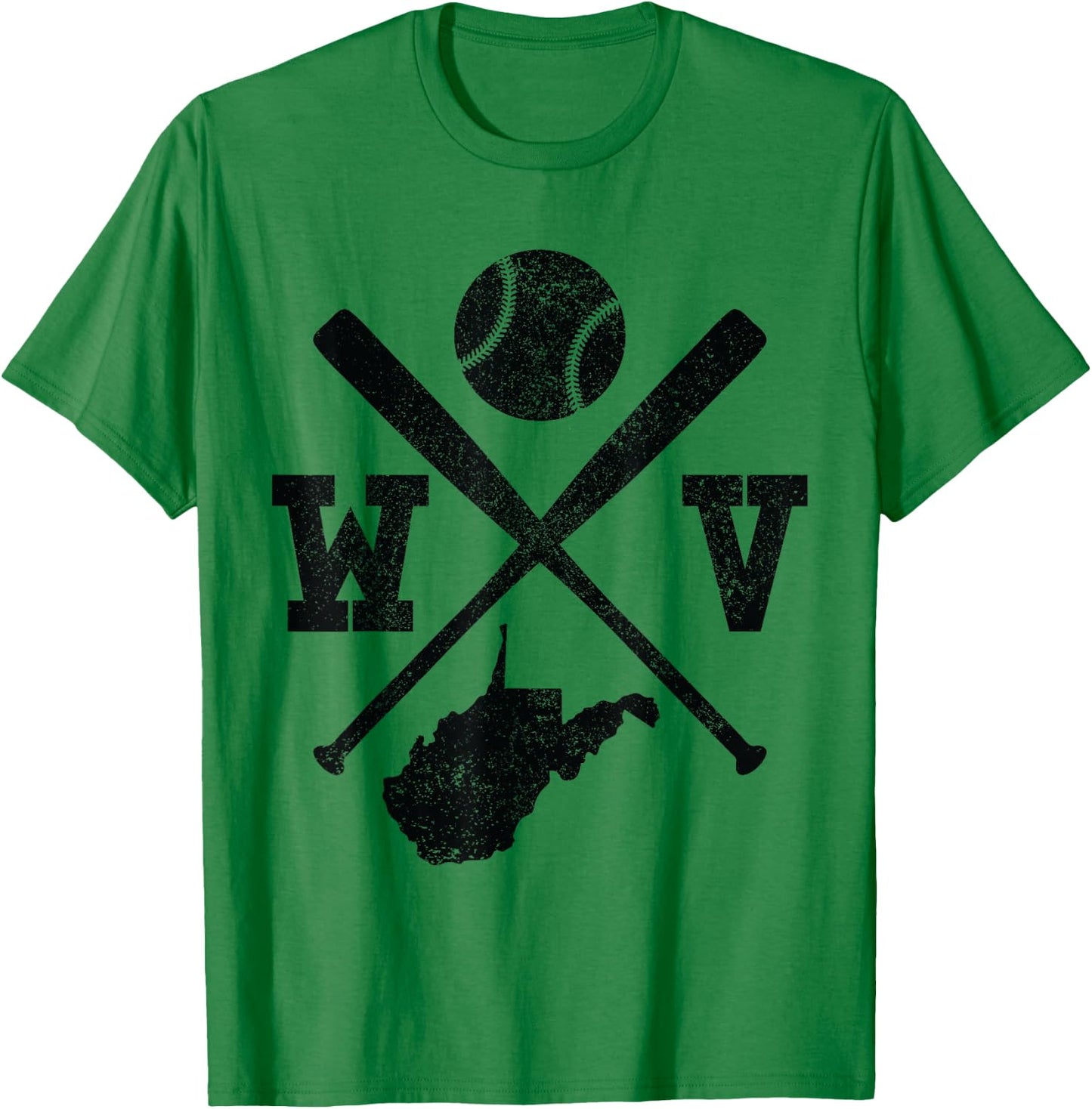 WV USA State - Baseball Player West Virginia T-Shirt - T-Shirt | Irish Green