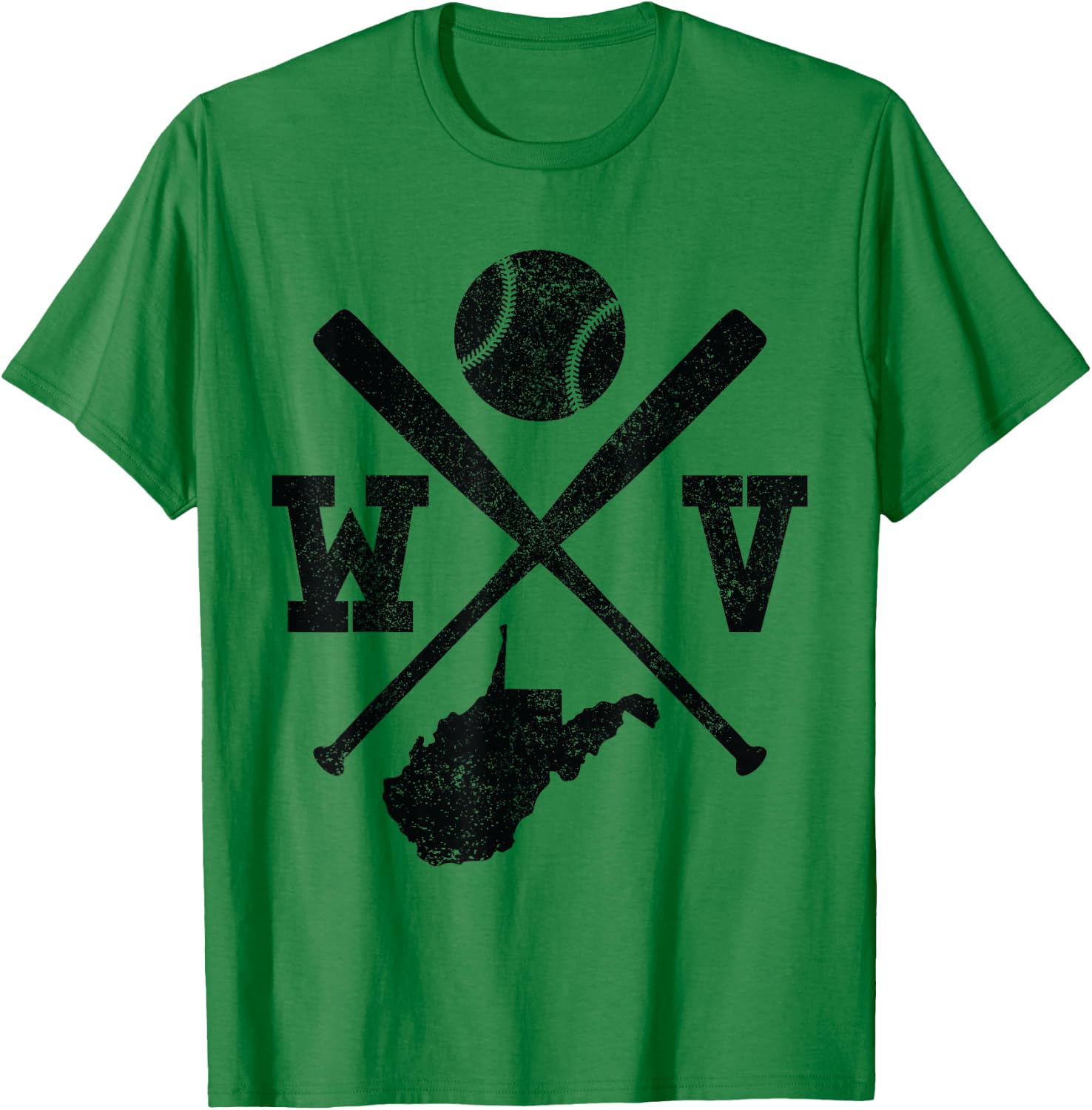 WV USA State - Baseball Player West Virginia T-Shirt - T-Shirt | Irish Green