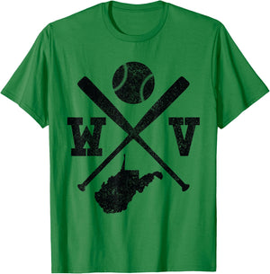 WV USA State - Baseball Player West Virginia T-Shirt - T-Shirt | Irish Green