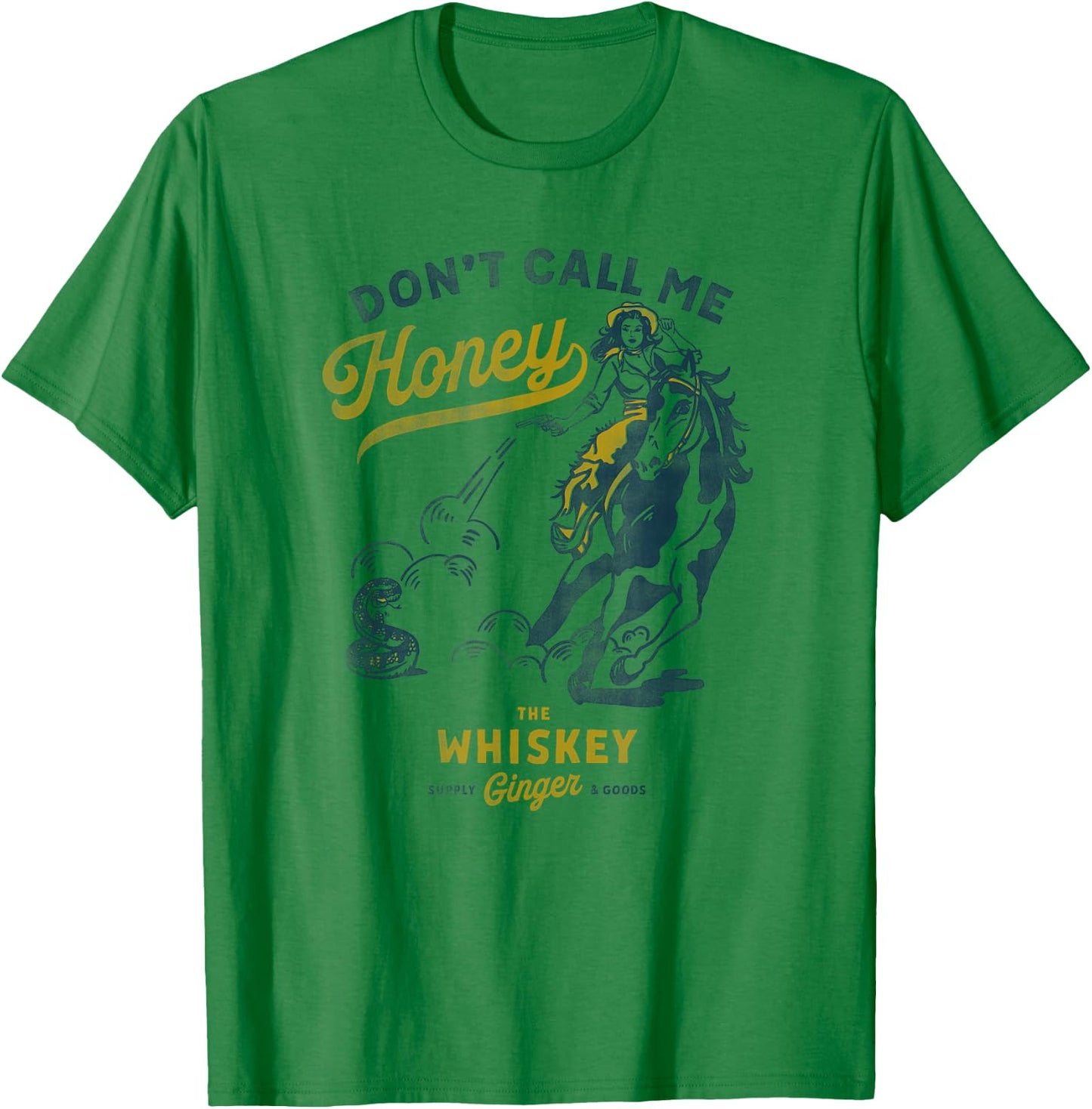 Don't Call Me Honey: Western Pinup Cowgirl On Horseback T-Shirt - T-Shirt | Irish Green