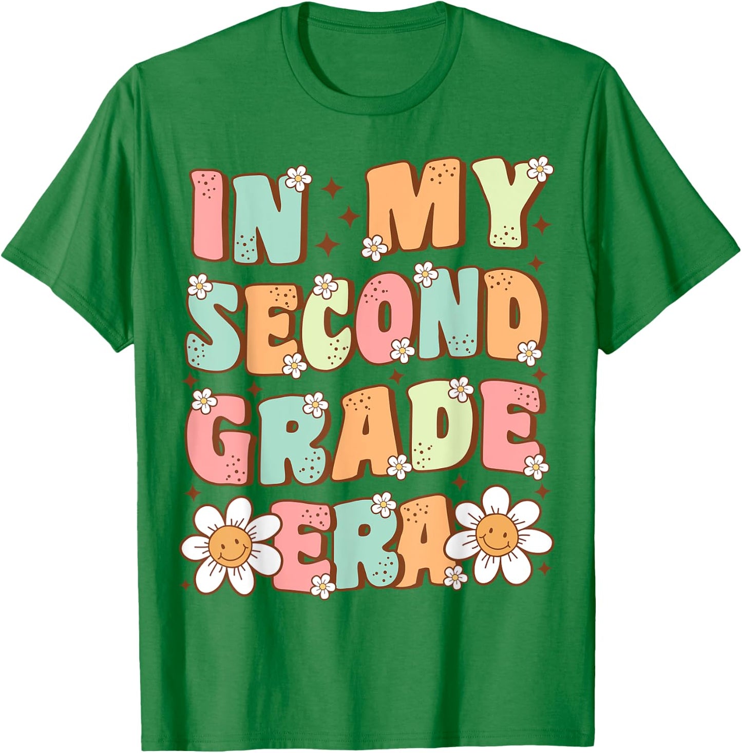 In My Second Grade Era Cute Groovy 2nd Grade Back to School T-Shirt - T-Shirt | Irish Green