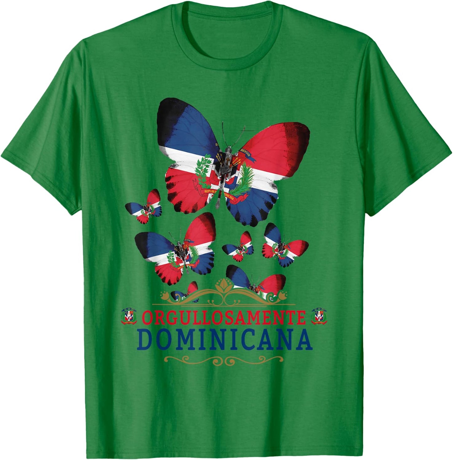 Republica Dominicana Butterfly & Dominican Flag T-Shirt - T-Shirt | Irish Green