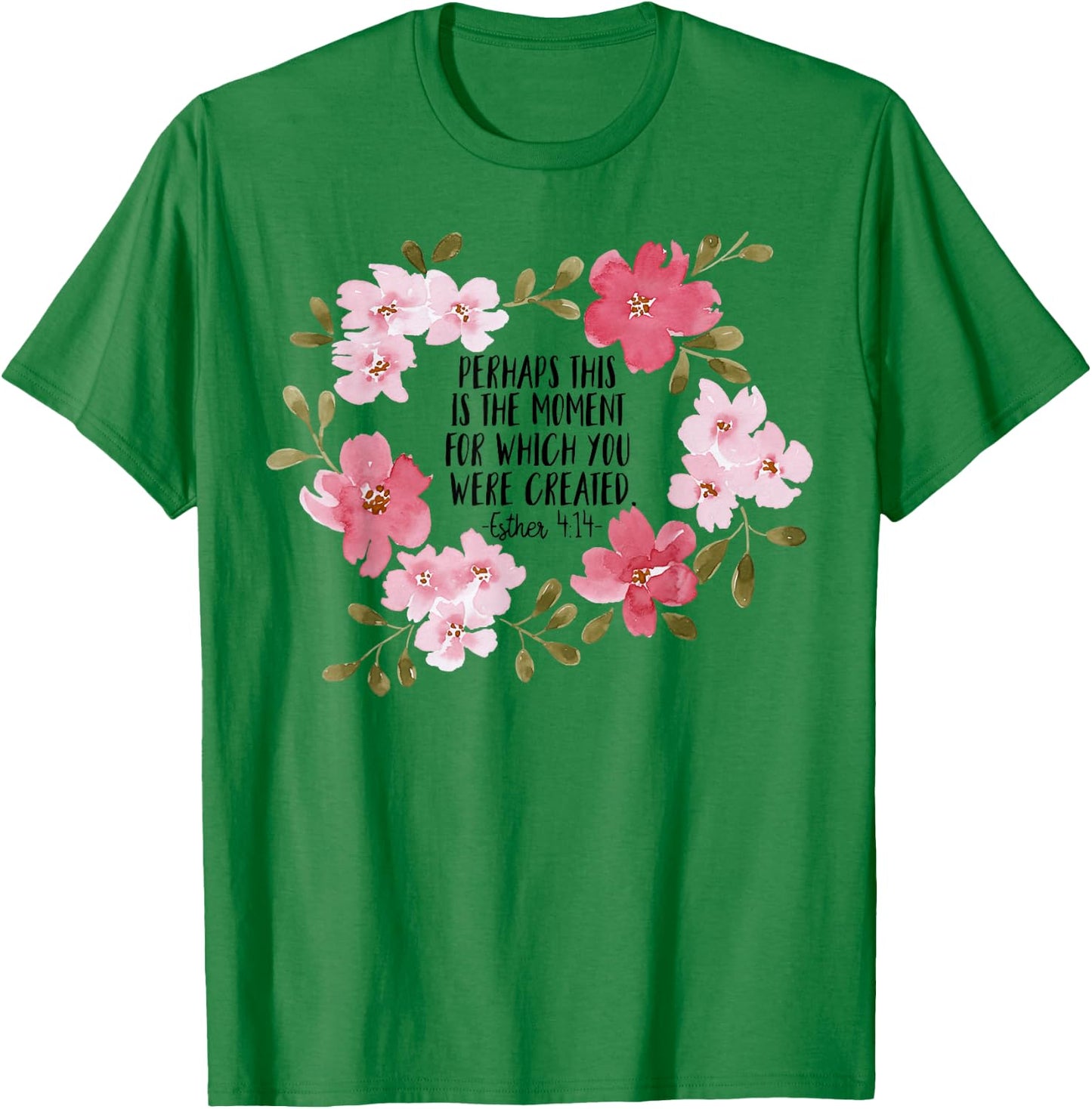 Esther 414 Flower Religious Jesus Faith Cross Women T-Shirt - T-Shirt | Irish Green
