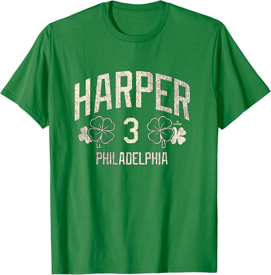 Bryce Harper Philadelphia Baseball St. Patrick's Clover T-Shirt - T-Shirt | Irish Green