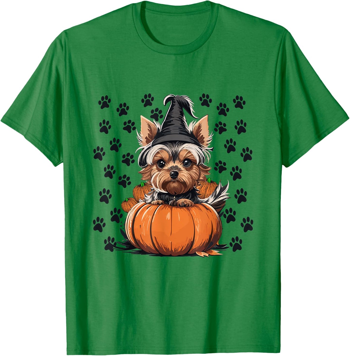 Yorkie Halloween Costume Pumpkin Men Women Kids Dog T-Shirt - T-Shirt | Irish Green