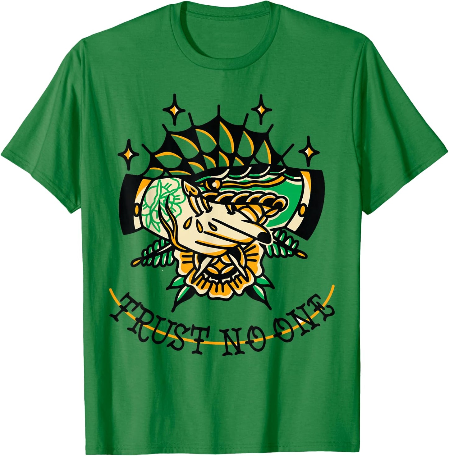 Trust No One Alternative Traditional Tattoo Flash Edgy Snake T-Shirt - T-Shirt | Irish Green