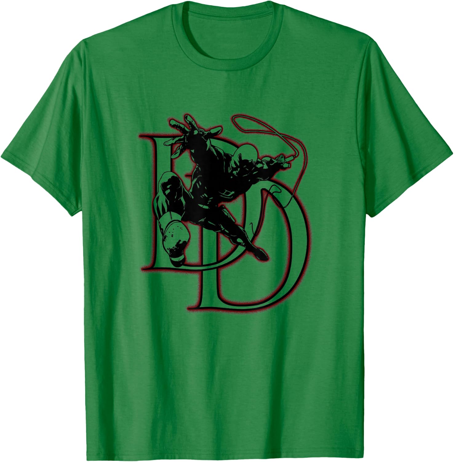 Marvel Comics Retro Classic Daredevil DD Silhouette T-Shirt - T-Shirt | Irish Green