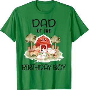 Dad of The Birthday For Boy Barnyard Farm Animals Party T-Shirt - T-Shirt | Irish Green