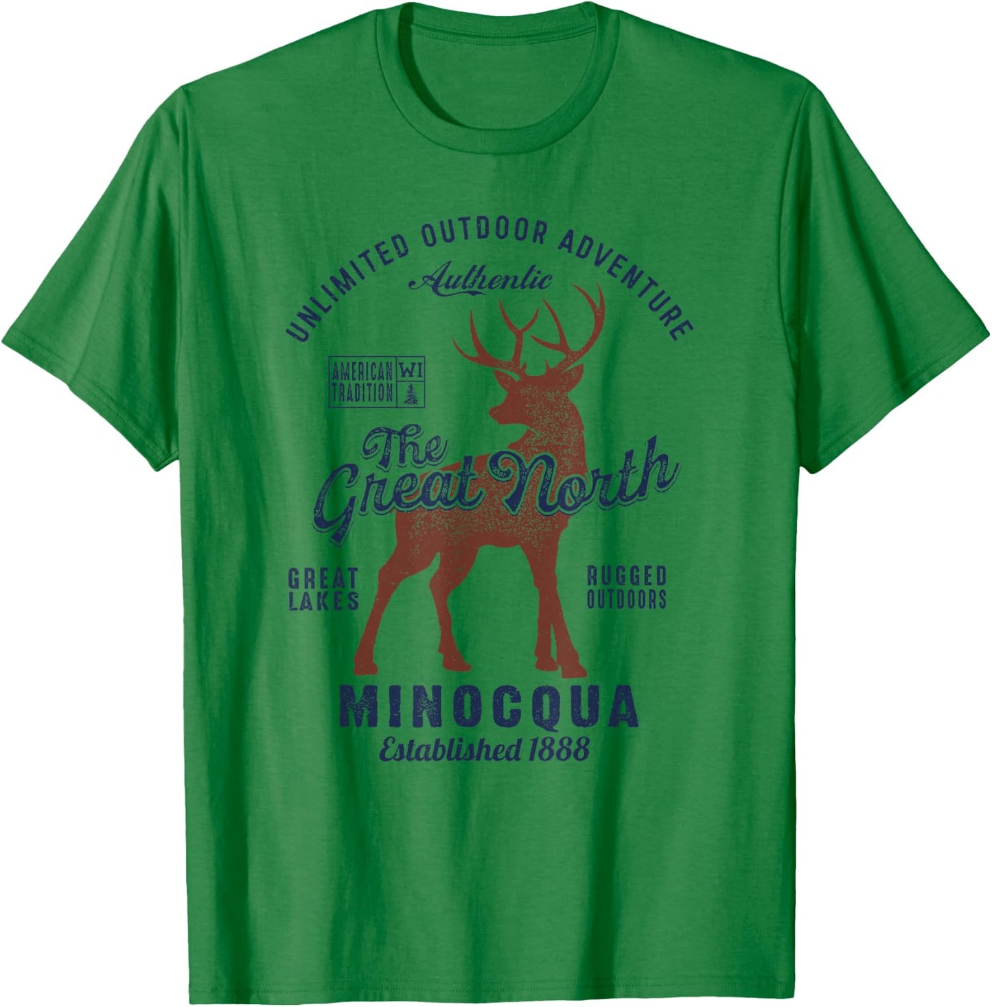 Minocqua Bulk - The Great North WI Minocqua T-Shirt - T-Shirt | Irish Green