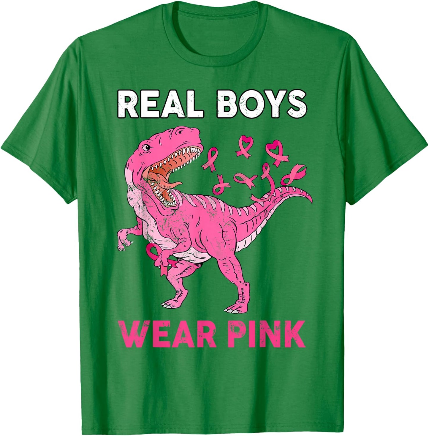 Breast Cancer Awareness Real Boy Wear Pink Kids Youth Childs T-Shirt - T-Shirt | Irish Green