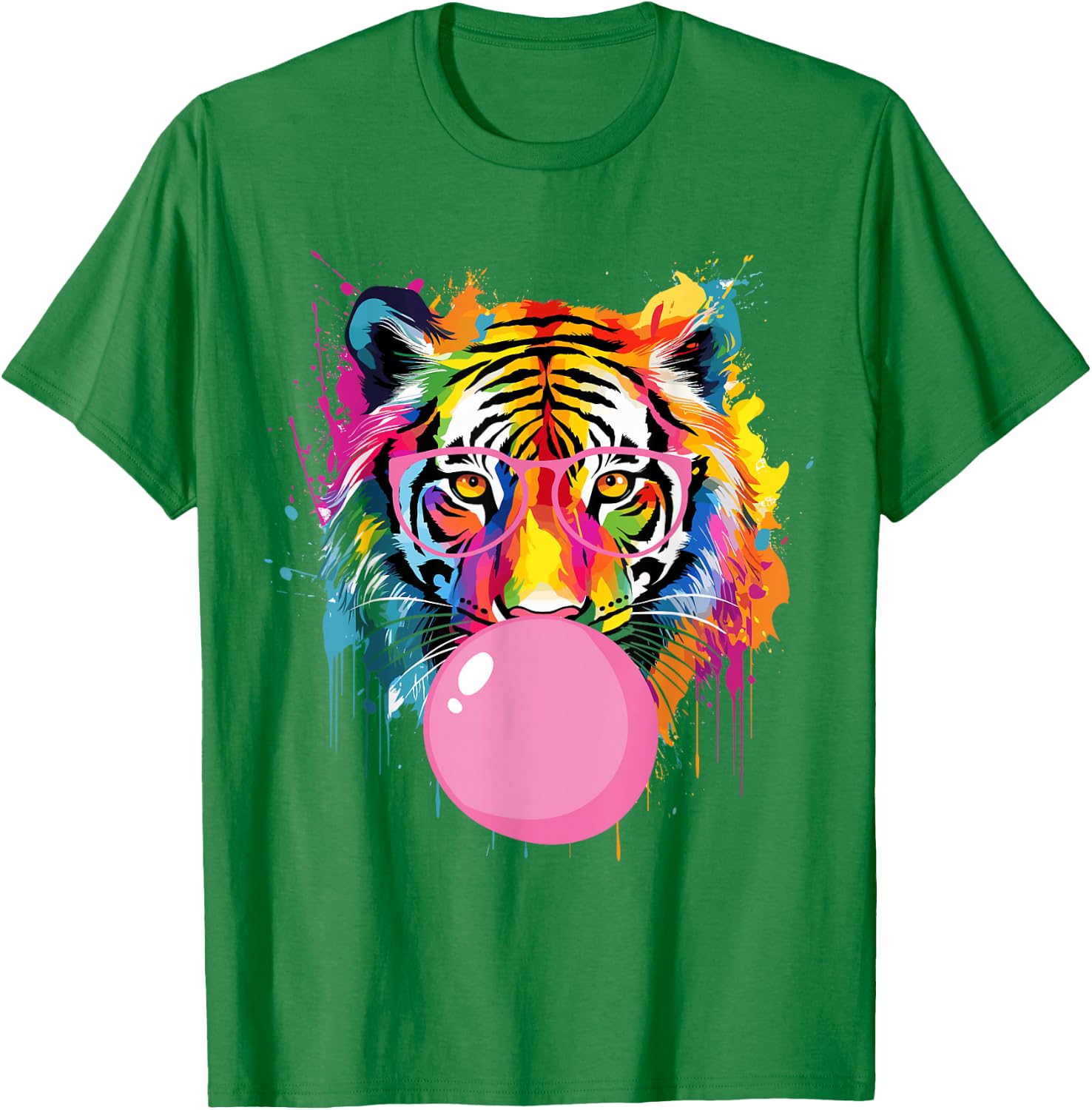 Cool Big Tiger Bubble Gum Coloring Glasses Mama Women Lover T-Shirt - T-Shirt | Irish Green