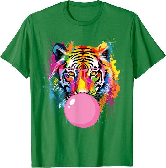 Cool Big Tiger Bubble Gum Coloring Glasses Mama Women Lover T-Shirt - T-Shirt | Irish Green