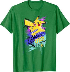 Pokémon Pikachu 025 Electrifying Street Art Graffiti Logo T-Shirt - T-Shirt | Irish Green
