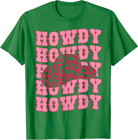 Vintage Pink Howdy Rodeo Western Country Southern Cowgirl T-Shirt - T-Shirt | Irish Green