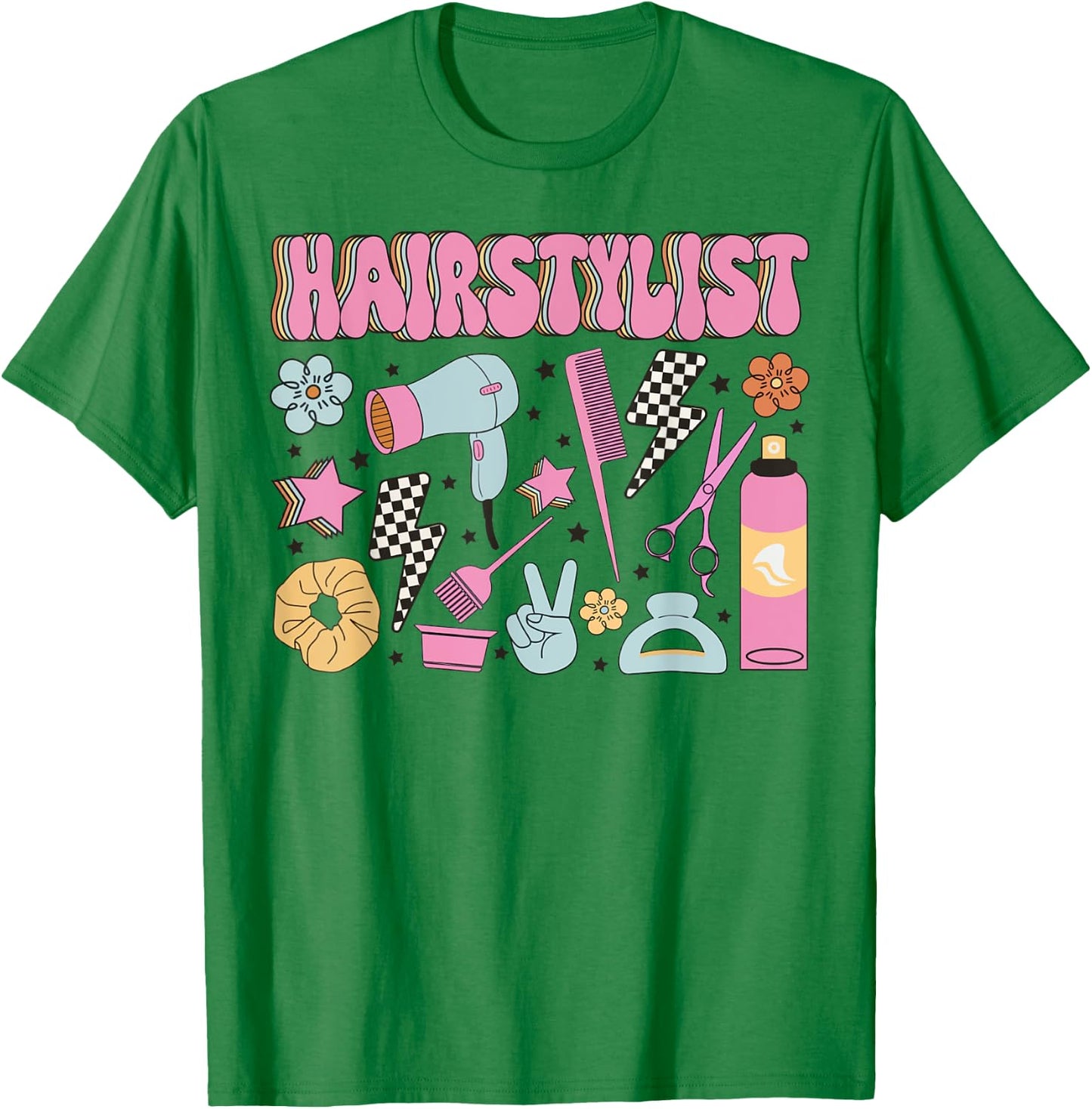 Retro Cosmetology Hairdresser Hair Dresser Hairstylist Tools T-Shirt - T-Shirt | Irish Green