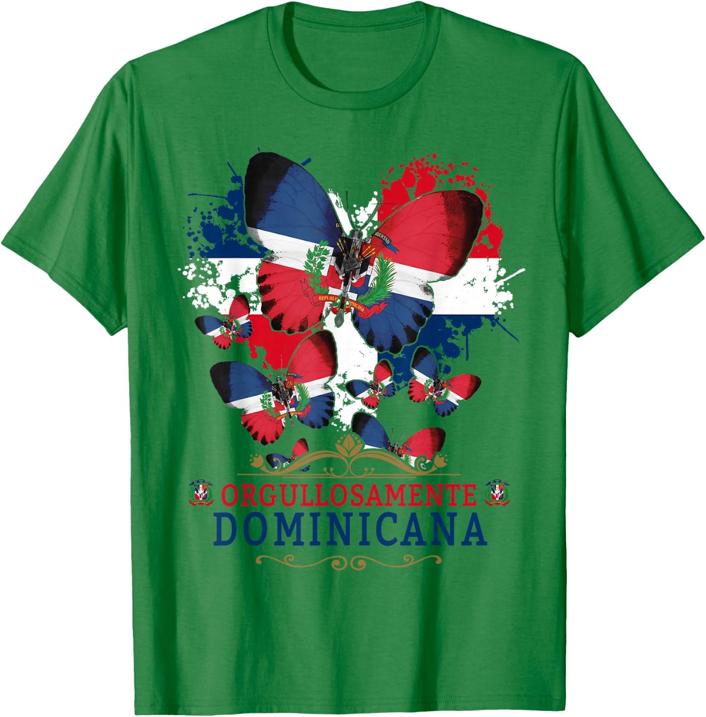 Republica Dominicana Butterfly & Dominican Flag T-Shirt - T-Shirt | Irish Green